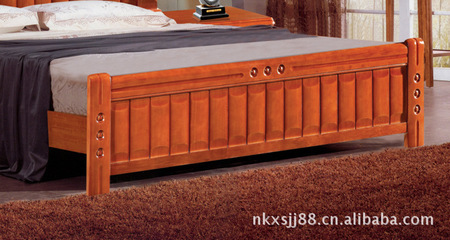 【908#橡木床 1.5/1.8米高檔實木床 南康家具】價格,廠家,圖片,床類,南康市鑫森家具經銷部-