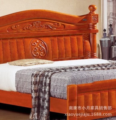 【特價熱銷床 1.8m橡木床 雙人實木床 現代簡約臥室家具 2015#】價格,廠家,圖片,床類,南康市小月家具銷售部-