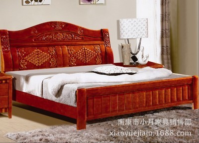 【低價批發(fā)年底促銷新款臥室雕花雙人床1.8米實木床808#】價格,廠家,圖片,床類,南康市小月家具銷售部-