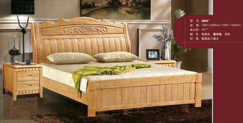 【廠家供應 夢家緣6833橡木床 泰國進口橡木床 1.5/1.8實木床】價格,廠家,圖片,床類,南康華飛家具廠-
