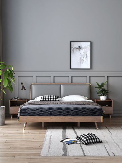 mfg家具電商產(chǎn)品渲染 實(shí)木床 總