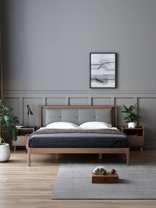 mfg家具電商產(chǎn)品渲染 實(shí)木床 總