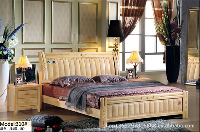 南康品牌實木家具廠家直銷 雙人實木橡木床#385 1.8米